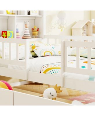House Bed Kids Montessori Bed with House-Shaped Storage Headboard