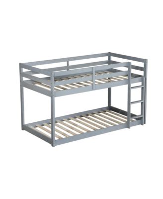 Solid Wooden, Solid Rubber Wooden Twin over Twin Floor Bunk Bed with Ladder