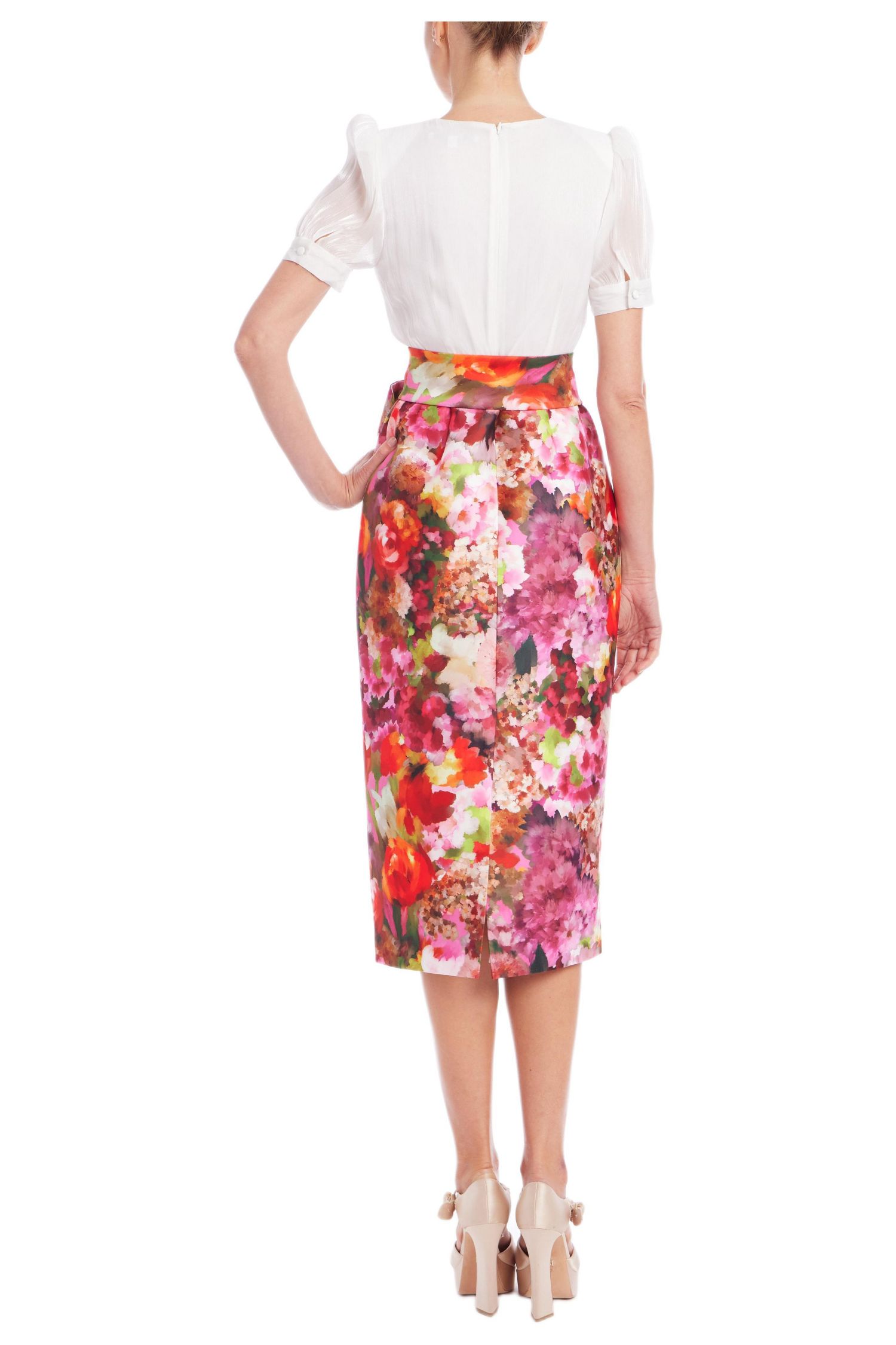Women's Floral Mock Two-Piece Midi Cocktail Dress