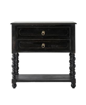 Aristidh Traditional 30"Tall Solid Wood 2-Drawer End Table with Built-in Charging Outlets
