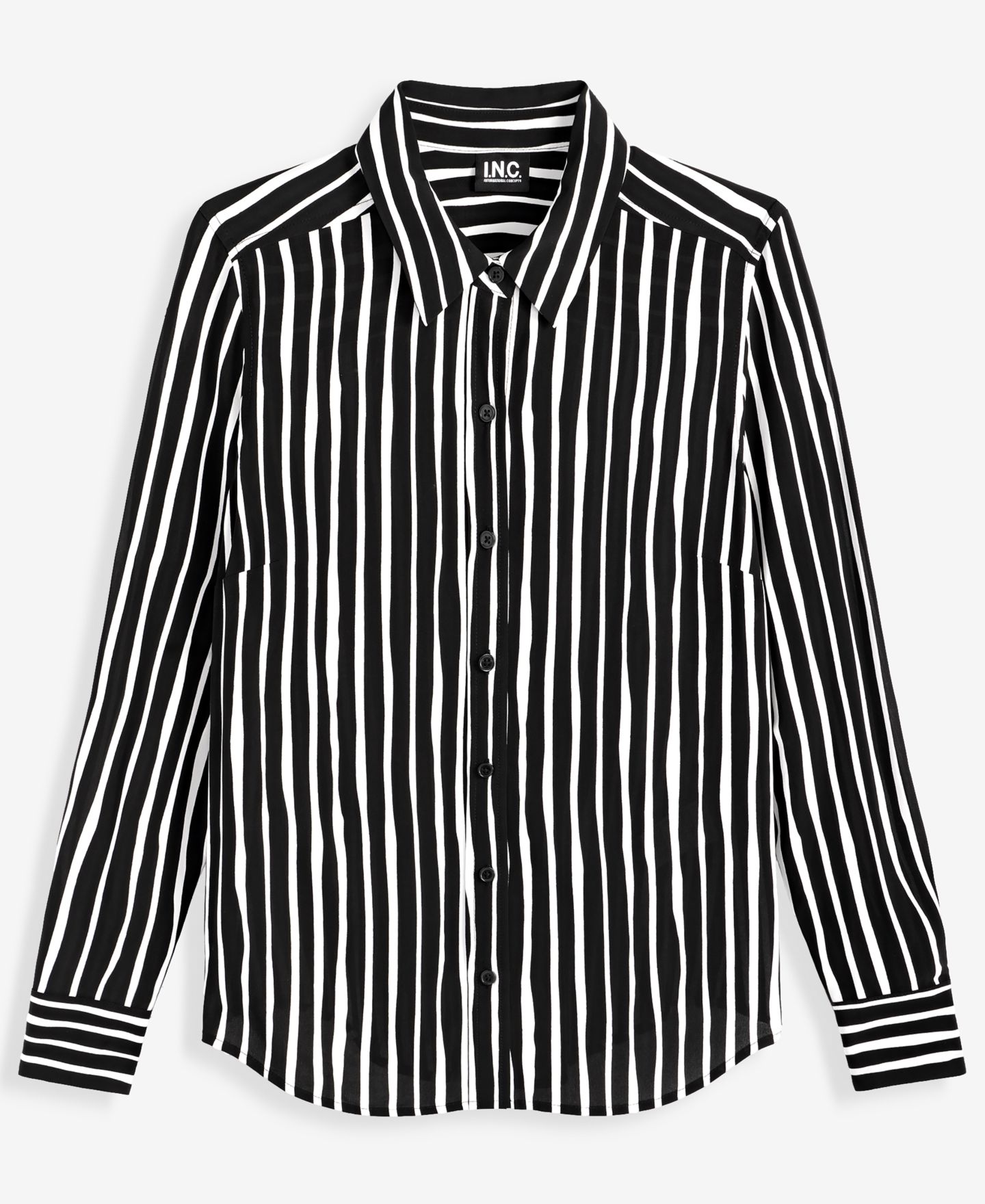 Женская рубашка I.N.C. International Concepts Petite Striped Button-Up, цвет: Полосатый — фото 5