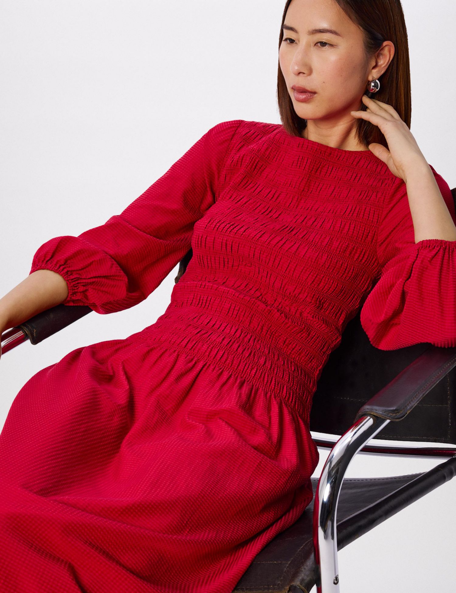 Women's Smocked Bodice Midi Dress