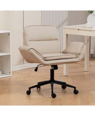 PU Criss Cross Office Chair,5-Gear Adjustable Armrest Chair