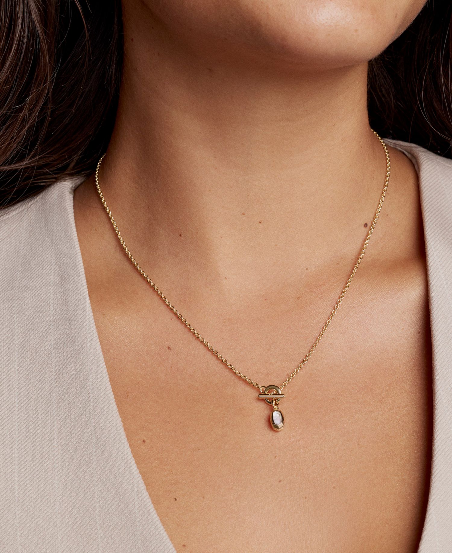 Malachite and Imitation Pearl 14k Gold-Plated Over Brass Daphne Link and Chain Necklace