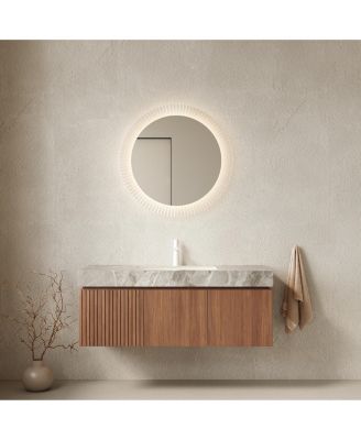 48 Inch Floating Bathroom Vanity with Sink Plywood Cabinet Drawer Doors Sintered Stone Top Ceramic Basin 1 Pre Drilled Hole Pre Assembled B