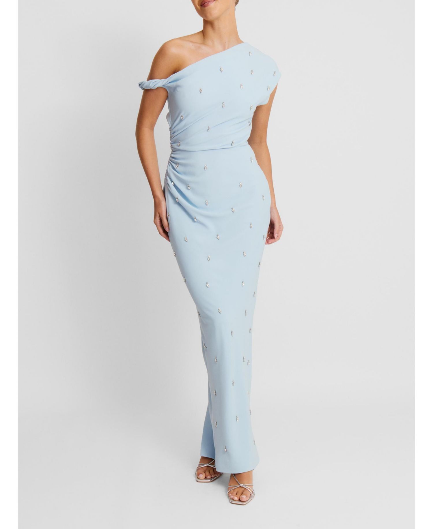Women's Asymmetric Beaded Maxi Dress