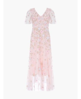 Women's Ethereal Blooms Frill Ankle Gown