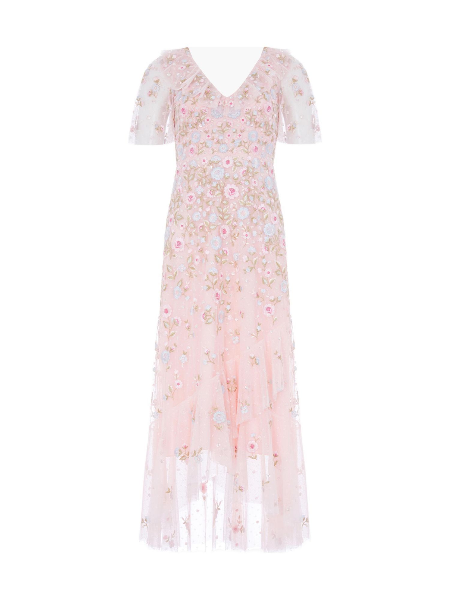 Women's Ethereal Blooms Frill Ankle Gown