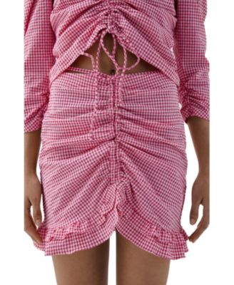 Women's Vichy Front Gather Skirt