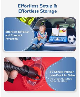 Inflatable Toddler Travel Bed with Sides, Portable Toddler Air Mattress for Camping and Travel, Hand Pump Included