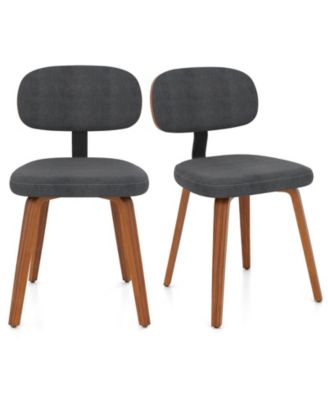 Chenille Upholstered Dining Chairs Set of 2 with Bentwood Legs and Ergonomic Backrest