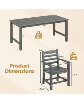 7-Piece HDPE Outdoor Dining Set with 67 in Rectangle Table and 6 Ergonomic Armchairs