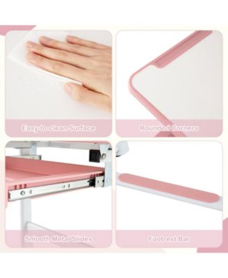 Kids Height-Adjustable Study Desk and Chair with Tilt Desktop and Pen Holder