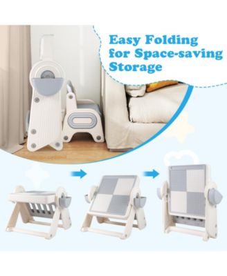 6-in-1 Multi-Activity Children Table and Chair Set with Folding Art