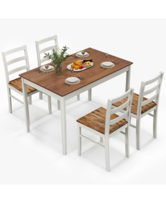 Five Piece Wooden Dining Set with Table and Four Chairs
