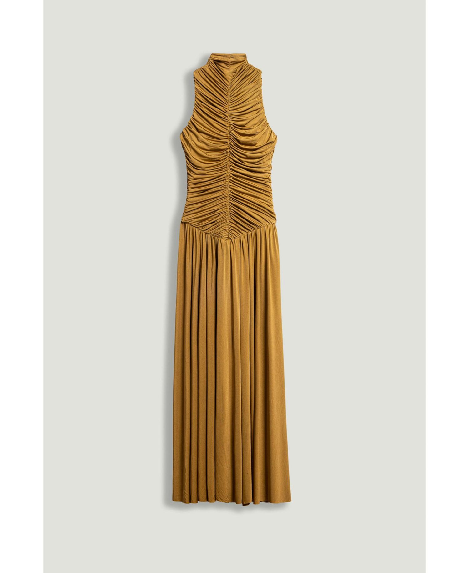 Women's Ruched High-Neck Maxi Dress