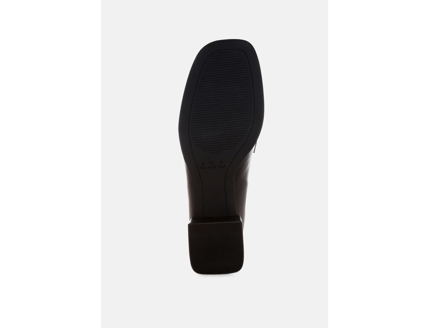 Женские туфли London Rag Sutapa Penny Strap Flared Block Heel, цвет: Чёрная искусственная кожа — фото 4