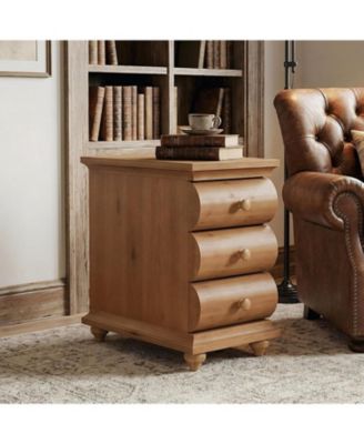 Solid Wood End Table Set of 2, 3 Drawers Narrow Sofa Side Table with Finished Back, Rustic Slim Nightstand Bedside Table