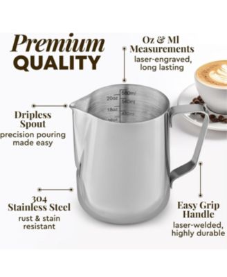 12oz Stainless Steel Frothing Pitcher with Measurement Markings