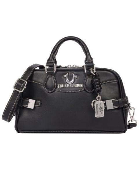 Женская сумка True Religion Brooks Smooth PU Belted Satchel - Top Handle Satchel with Detachable Crossbody Strap, цвет: Чёрный