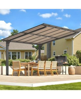 Outdoor Pergola Carport for Patio, Freestanding Lean-to Hardtop Gazebo.