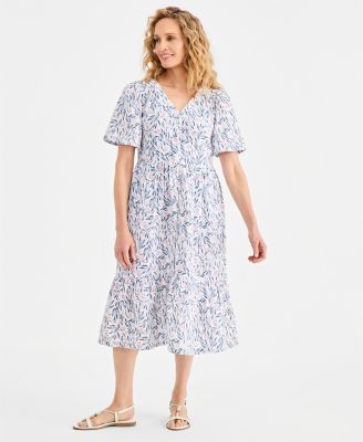 tiered gauze midi dress Cotton Gauze Ruffle Midi Dress- Terracotta