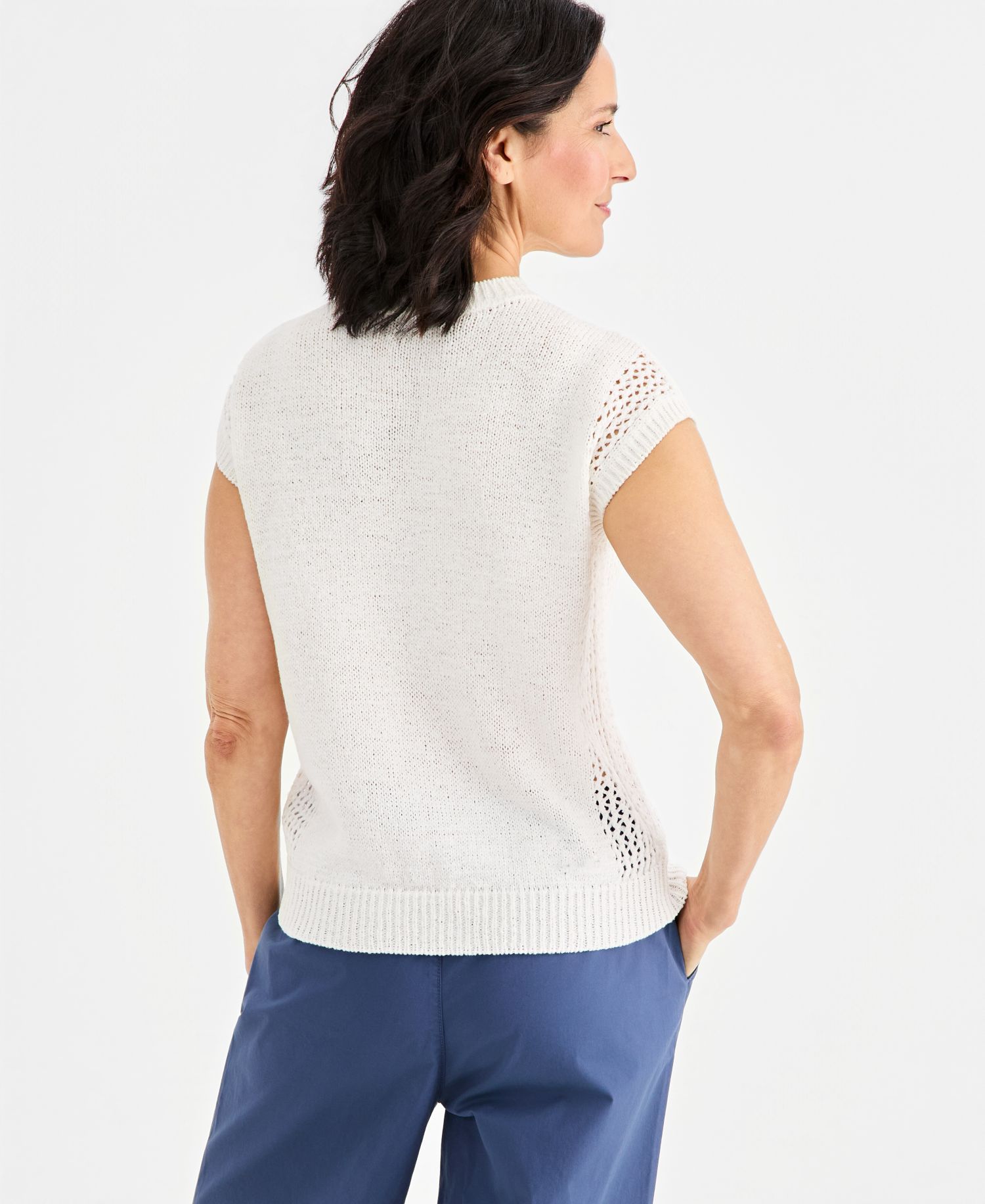 Women's Mixed-Stitch Dolman-Sleeve Sweater