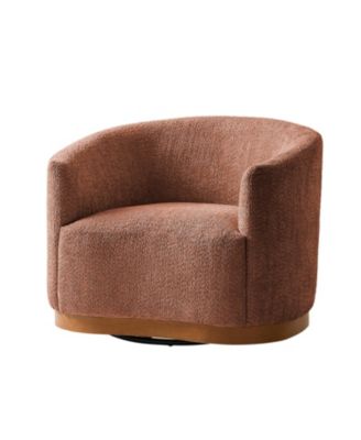Berklie 31.5"W Modern Boucle Chenille Swivel Barrel Armchair with Ergonomic Backrest
