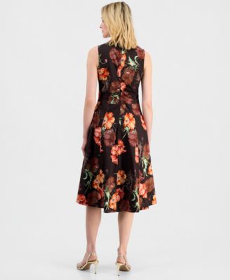 tahari dresses Women Sheath Tank Dress Black Rayon Round Neck Mid Calf Size XL shine charm. Tahari Women's The Fran Kaleidoscope