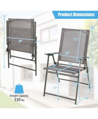 4PCS Patio Portable Metal Folding Chairs Dining Chair Set Poolside Garden