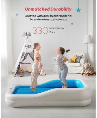 Inflatable Toddler Travel Bed with 3-Sided Safety Bumpers, Extra Large Kids Air Mattress, Includes Detachable Mattress, Portable