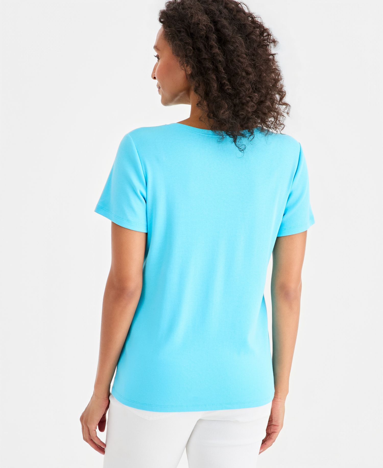 Women's Short-Sleeve Cotton Henley Top