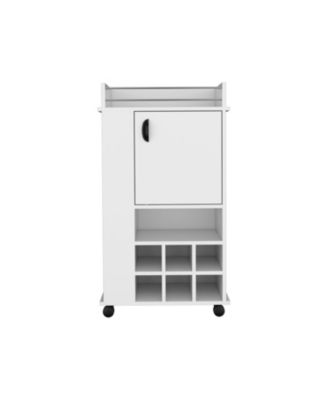 Bar Cart 4.4" W x 16.34" D with 4 Cabinets with Casters Neutral Finish