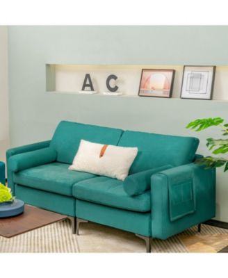 Modular Loveseat Sofa with 2 Bolsters and Side Storage Pocket