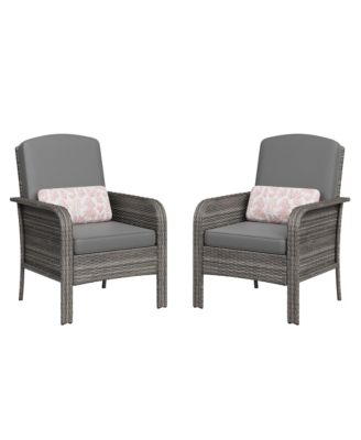 Patio 3 Pieces Swivel Glider Set - PE Rattan Metal - Gradient Rattan, Cushion