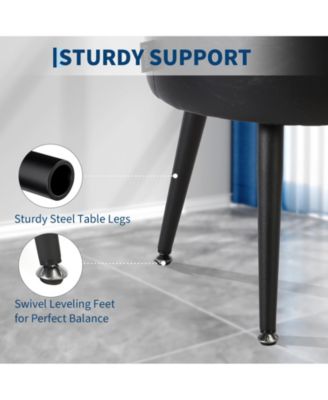 Modern Storage Ottoman and Vanity Stool, Synthetic Leather Round Seat, 330 lb Capacity Steel Legs, Multi-Functional Footrest and Bedroom Bench