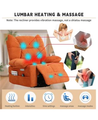 Swivel Power Recliner, Rocking Glider Chair with Massage & Heat