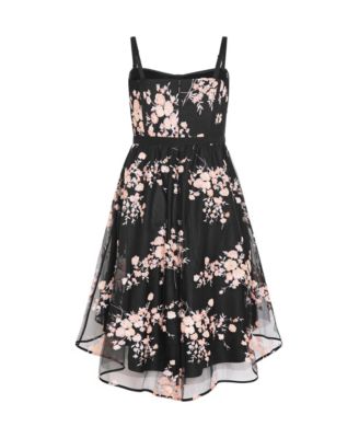 macy's black dress with flowers Women's Sunbeam Days Yellow & Pink Stripe Cotton Belted Midi Dress | Size: S