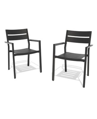 Outdoor Patio All-Weather Dining Chairs Set Aluminum Stackable Armchair