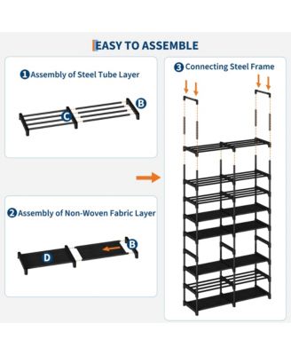 10 Tier Shoe Rack with Adjustable Fabric Shelves, Metal Frame, Slim Storage for Entryway and Bedroom