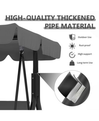 Outdoor Porch Swing with Adjustable Canopy Patio Swing, Heavy Duty for Adults, Metal Frame for Garden, Backyard and Poolside