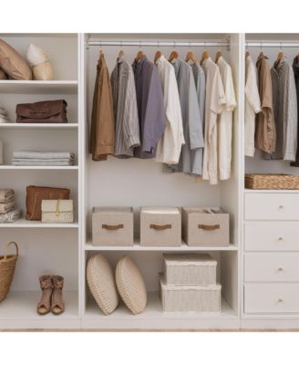 3 Piece Fabric Closet Organizer Storage Bin Foldable Shelf Basket