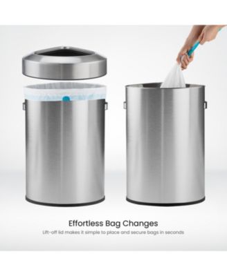 16 Gallon Stainless Steel Open Top Trash Can with Triangular Corner Design