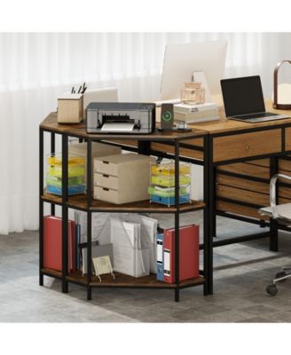 Corner Printer Stand 3-Tier with Charging Station