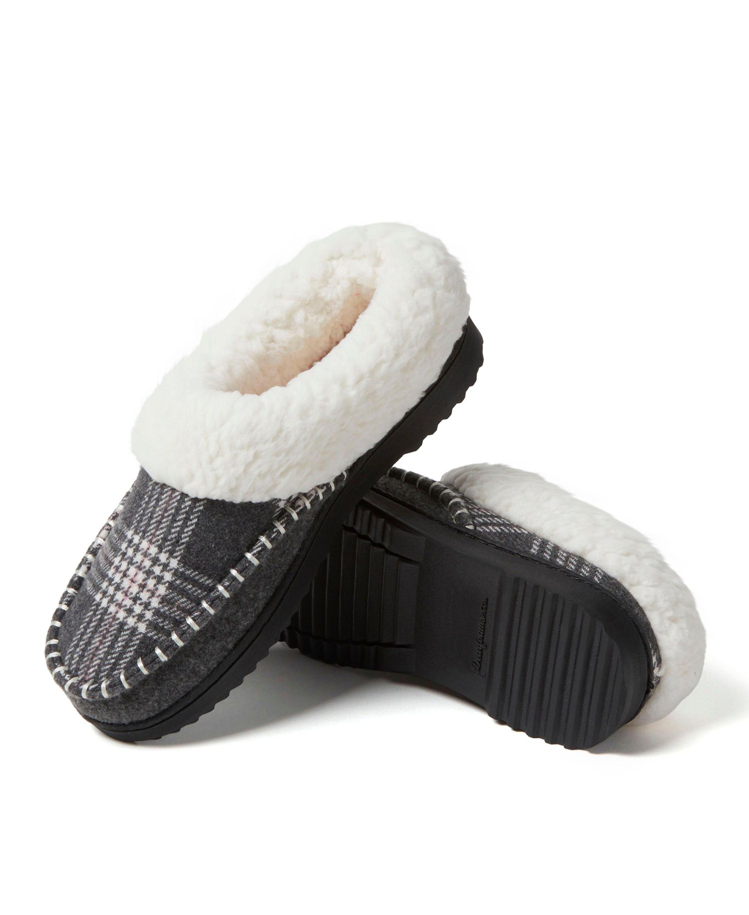 Women's Nyla Felted Plaid Moccasin Toe Clog House Shoe Slipper