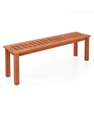 Patio Wood Bench with Slatted Seat for 2-Person