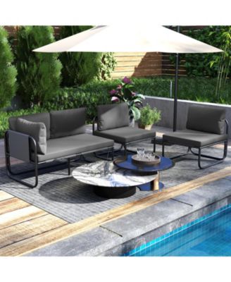 Patio Loveseat Sofa with Removable Pillows and Seat Cushion