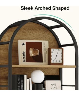 5 Tier Arched Bookcase, Industrial Open Book Shelves for Living Room, Freestanding Display Shelving Storage Rack