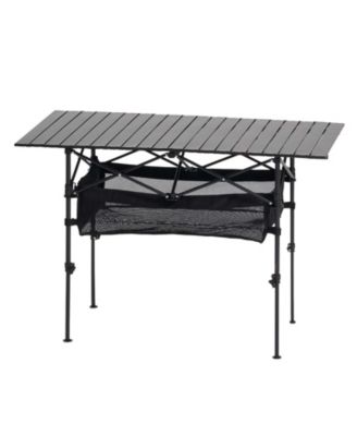 Portable Folding Camping Table Roll Up Adjustable Height 47.2in Wide for BBQ and Picnic