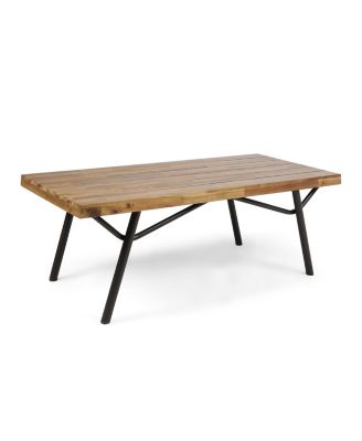 Outdoor Coffee Table - Wood with Rustic Metal Legs